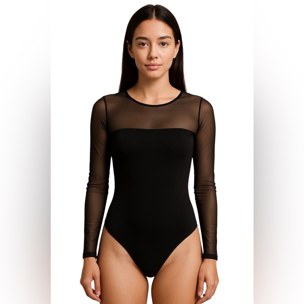 Abercrombie & Fitch, Black Sheer Sleeve Bodysuit
